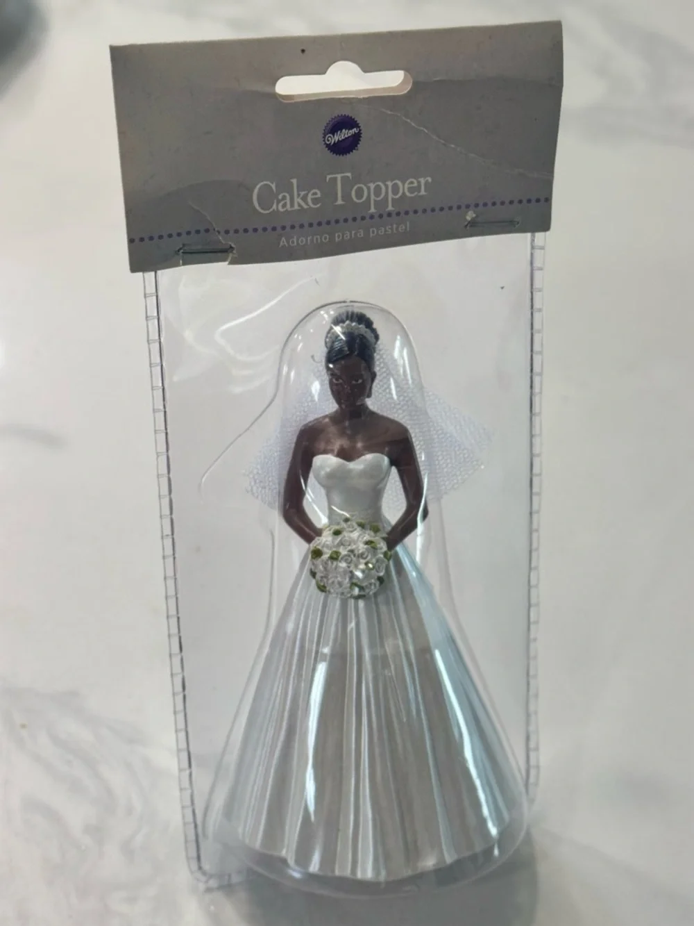 Wilton Silver & White Bride Cake Topper - Black Bride Figurine